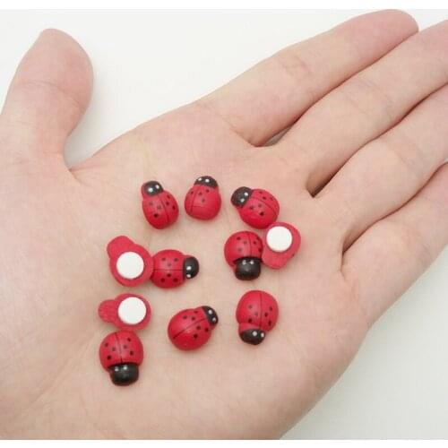 50pcs/lot Mini Cabochon Ladybug Fairy Garden Miniatures Garden Ornament Decoration Micro Landscape Bonsai Figurine Resin Crafts