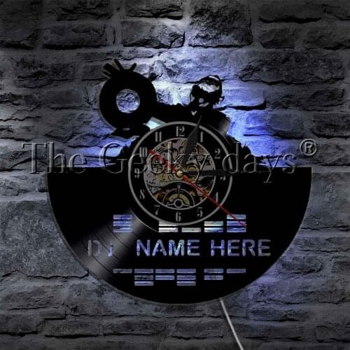 Headphone Mixer Disc Jockey Custom Name Glowing LED Lamp Music Club Party Mood Light Wall Watch Wall Clock Gift For DJ