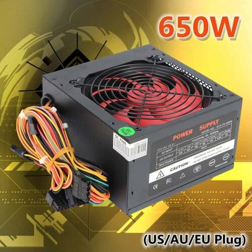 Newest 650W Power Supply 110V-230V 120mm LED Fan 24 Pin PCI SATA ATX 12V Active PFC PC Computer Power Supply for Desktop Gaming