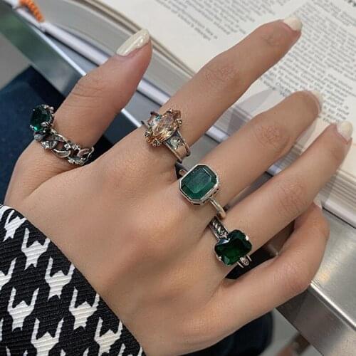 New Luxury Zircon Rings Aesthetic Jewelry for Women Couples Fashion Boho Crystal Designer Adjustable Party Accessories Gifts