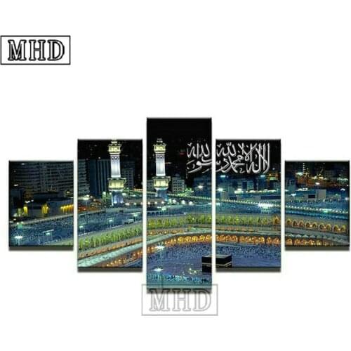 Ramadan Gift Diamond Painting Mosque Night Scene 5d Full Square Drill Diamond Embroidery Islamic Castle Pattern