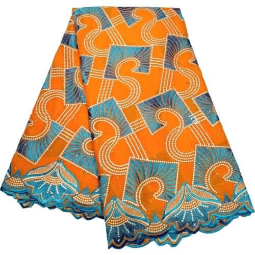 Latest Beads and Diamond Lace Fabric 2021 Fashion African Swiss Voile Lace Fabric French Embroidery Lace Fabric 5yards S408-3