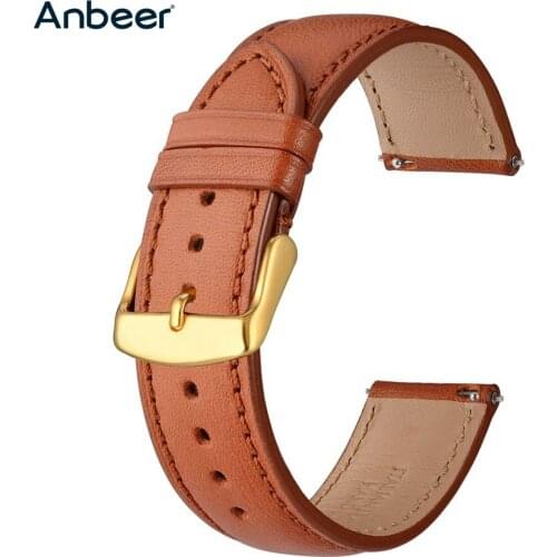 Anbeer Vintage Watch Strap 18mm 20mm 22mm Brown Black Genuine Leather Quick Release Watchband Replacement Wristband Luxury Belt