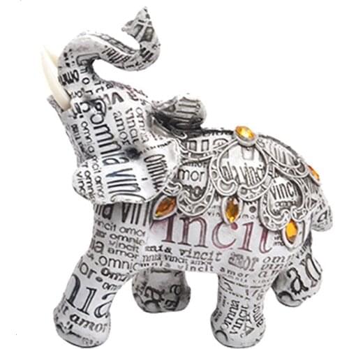 Resin with Diamond Letters Elephant Crafts Ornaments Home Decoration Elephant Statue Living Room Bedroom Decoration Sculpture