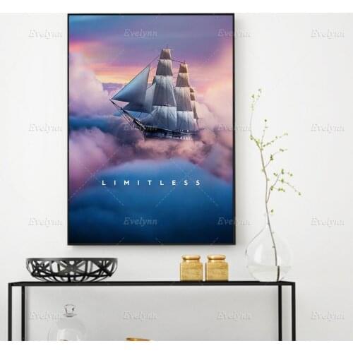 Modern Color The Sailboat Motivational Wall Art, Motivational Quote Poster, Pink Sailing Home Print Decoration Canvas Painting