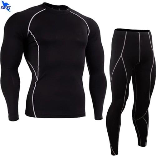 New 2020 Compression Quick Dry Stretch Tracksuit Men Training Fitness Long Sleeve Shirt+Pants Male Gym Running Set Sport Suit