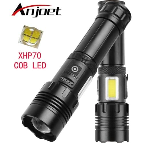 Super Bright 4-Core P70 LED Tactical Flashlight Touch switch With COB Side Light USB Rechargeable 7 modes For home outdoor