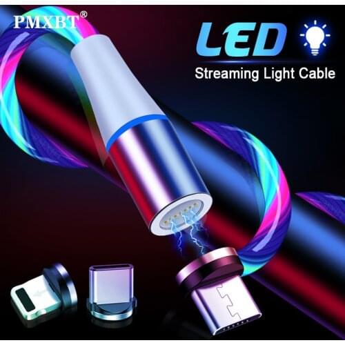 LED Glowing Magnetic Charger USB Cable For iPhone 11 6S Type C Cable Magnet Charging For Samsung S10 Xiaomi 10 mi7 Microusb Wire