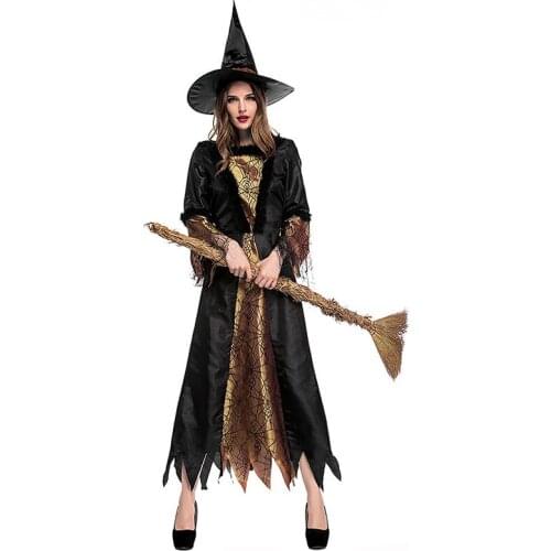 Magic Moment Adult Cosplay Game Gothic Sexy Witch Costume Carnival Party Evil Sorceress Fancy Dress Halloween Costumes For Women