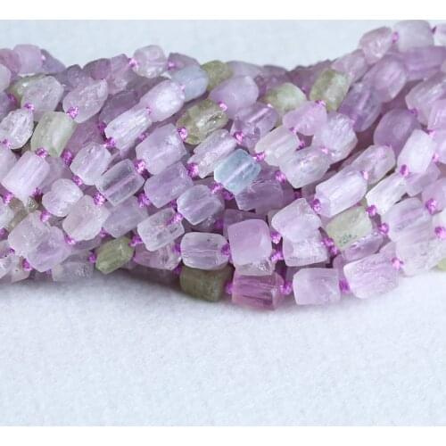 High Quality Natural Raw Mineral Clear Pink Purple Triphane Kunzite Hand Cut Nugget Free Form Rough Matte Faceted Beads05332
