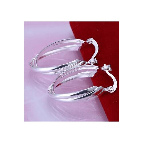 S925 stering Silver color jewelry Silver color earrings hot sale fashion women findings big three slices round earing CE158