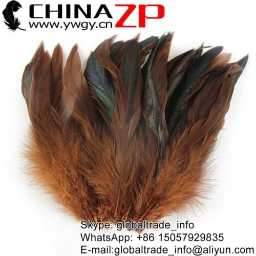 CHINAZP Factory 200pieces/lot Size 15-20cm (6-8inch) Fantactic DIY Decoration Dyed Brown Half Bronze Chicken Coque Feathers