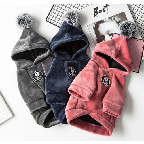 Winter Pet Dog Clothes Plus Fleece Warm Dog Hoodie Pug Pomeranian Chihuahua French Bulldog Clothes Yorkshire Schnauzer Dogs Coat