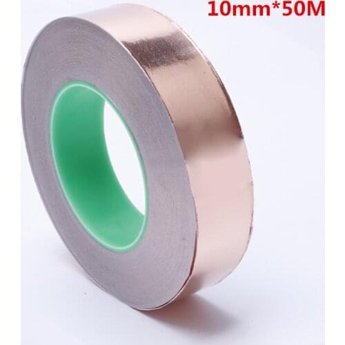 1pcs 10mm*50M Double Sided Conduct Copper Foil Tape EMI Mask Electromagnetic Shielding double side conductive copper foil tape