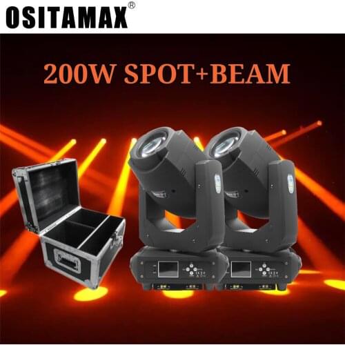 2pcs with flightcase Lyre LED 200W Spot Moving Head Light Beam Effect Rotation Stage Lighting Focus Disco Party Gobo Light