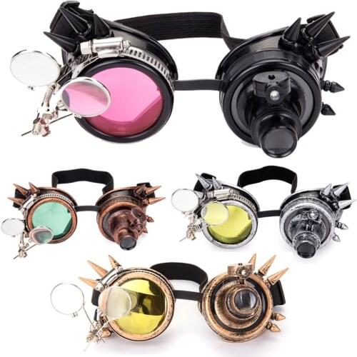2020 Fashion Men Women New Arrival Fashion Welding Steampunk Goggles Glasses Rivet Retro Gothic Cosplay Punk Goggles 9 Colors