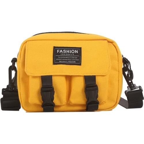 2021 Womens Trend Flap Bag Fashion Solid Color Canvas Mini Shoulder Bag Women Summer Hip Hop White Crossbody Bag For Women