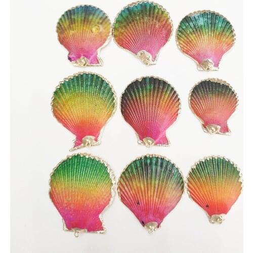 5pcs Natural Conch Shell Charms Women Jewelry Making Colorful Gilded Edge 47*54mm Small Pendant DIY Necklace Choker Accessories