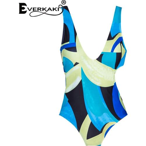 Everkaki Boho Print Bikini Women Summer Beach Swimwear Sexy Y2K Plus Size One Pieces Bikini Swimsuit Female 2021 Bathing Suit