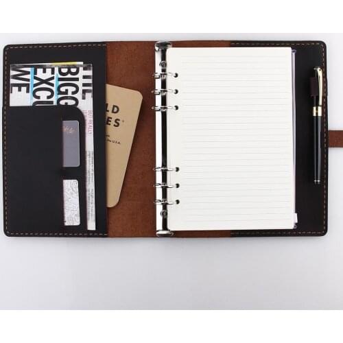 Personalized Leather A5 Refillable Ring Binder Travel Notebook