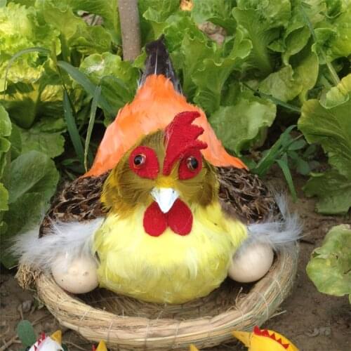 Big simulation yellow hen model toy foam&furs creative hen with eggs doll gift about 30cm 0704