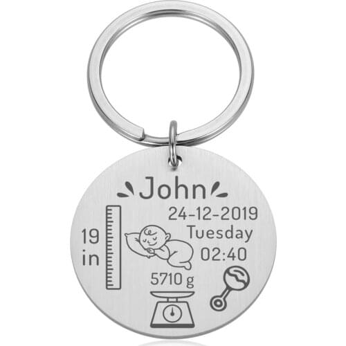 Baby Keychain Customized New Baby Data Statistics New Father & Mother Souvenir Keying Gifts Fashion Charm Jewelry Dad Mom Gift
