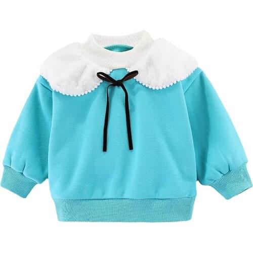 Toddler Clothes for Girls Add Fleece Pullover Sweatshirt Kids Blue Pink Turtleneck Sweatshirt Children Candy Color Outerwear