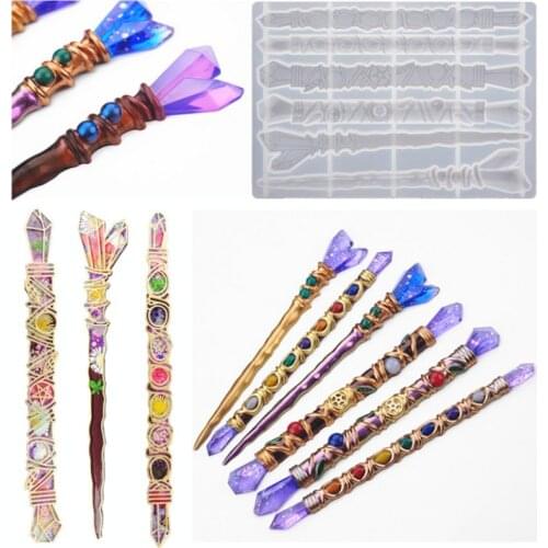 Diy Crystal Epoxy Resin Magic Wand Scepter Silicone Mold Jewelry Fillings Pendant Accessory Charms Handmade Hairpin Mould Craft