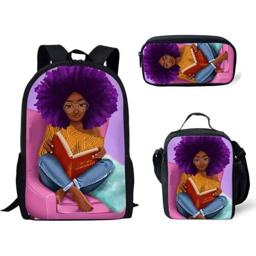 HaoYun Arts African Girls Pattern School Bag Fashion Book Bags for Teenagers Boys Girls Backpack Children Daily Mochila Custom