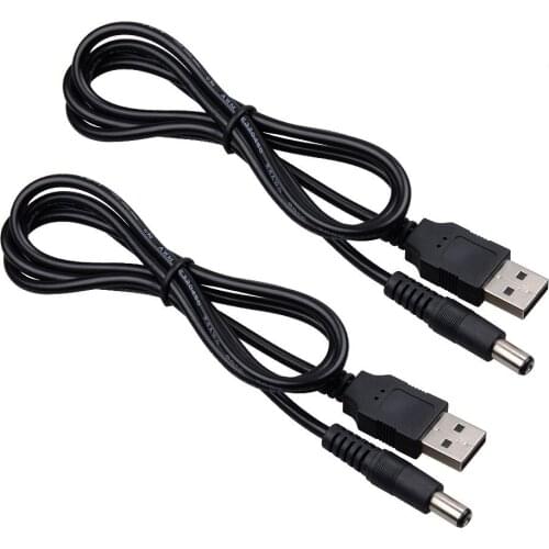 20AWG USB to DC 5.5x2.1mm Barrel Jack Center Pin Positive Power Cable Charger Cord for LED Strip, 3.3ft, 2-Pack