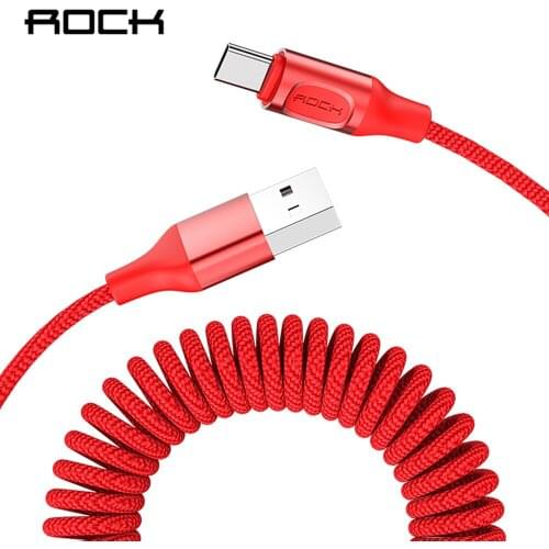 ROCK Retractable USB Type C Cable for Phone Cable Stretchable Fast Charging for Samsung Galaxy S8 Nexus 5X Xiaomi Macbook