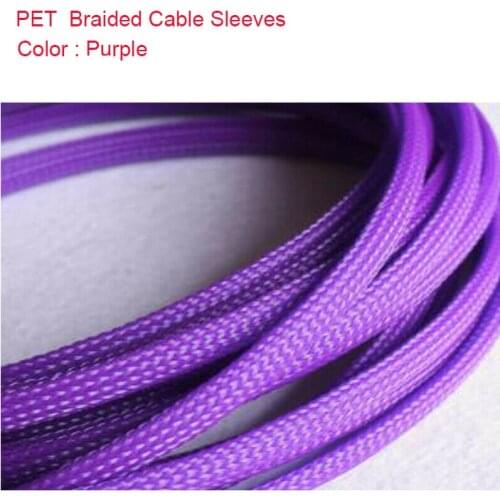 1-20M 3-25mm Cable Sleeves Tube Snakeskin Mesh Wire PET Expandable Insulation Sheathing Braided Pipe Protect Nylon Tight Purple