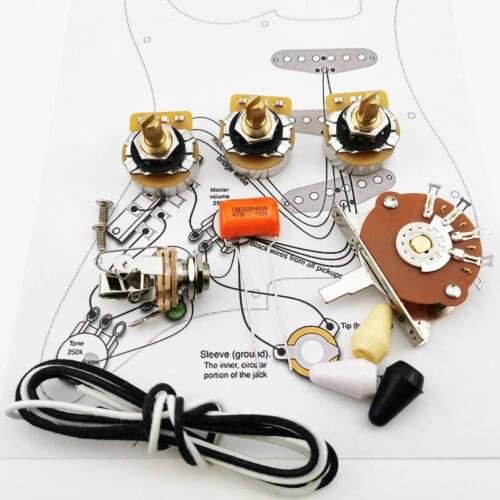 Guitar Potentiometer CTS 250K Copper shaft Wiring Kit for-Stra CDE 225P .047 400V Orange Drop Cap +Welding line drawing