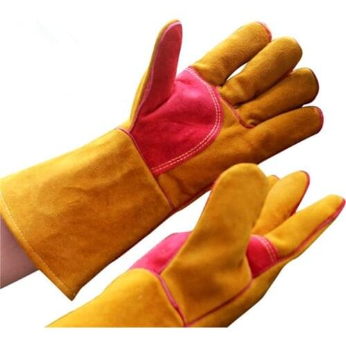 BBQ Leather Grill Gloves Heat Resistant Catering Cook Baking Oven Mitten Florist Gardener Carpenter Work Protection Gear G6