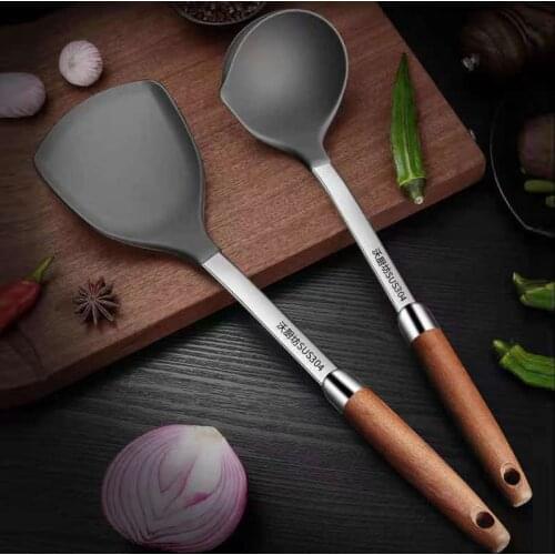 Wood Handle Food Grade Silicone Kitchen Spatula Turner Cooking Tools Cookware Utensil Set Dropshipping utensilio cocina