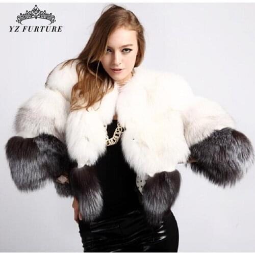 2020 New Real Fox Fur Coat With V-Neck Collar Luxury Women Coat Genuine Fox Fur Short Jacket Pelt Natural Outwear Winter FC-133