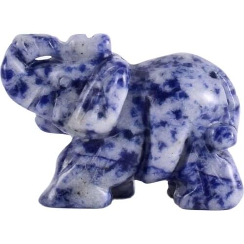 Mini Elephant Figurine Miniature Hand Carved Natural Stone Sodalite Animal Statue Crystal Healing Home Ornaments Accessories