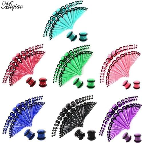 Miqiao 1 Set 14G-00G Acrylic Mixed Color Spotted Ear Expander Pointed Cone Pinna Ear Plugs