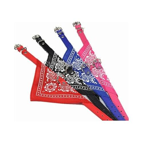 Fashion Dog Bandana Collar Necklace Printed Pu Leather Collar For Dogs Small Pet Products
