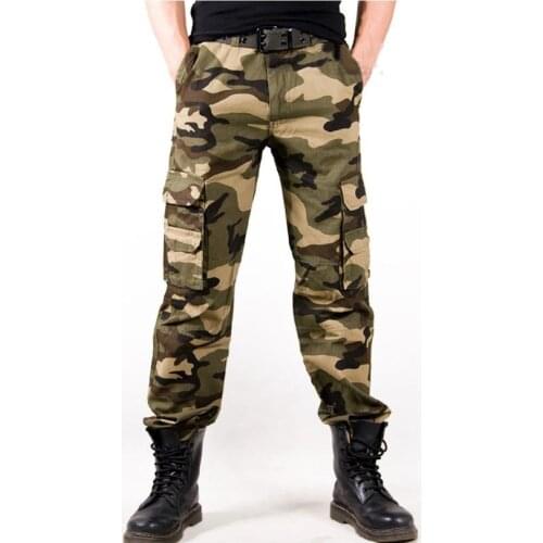 2021 Mens Fashion Loose Multi-Pocket Camouflage Pants Youth Printing Outdoor Cargo Pants