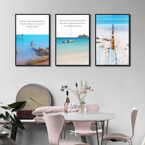 Nordic Decoration Home Living Room Atmospheric Decoration Painting Sofa Background Wall Beautiful Beach Scenery Frameless Mural