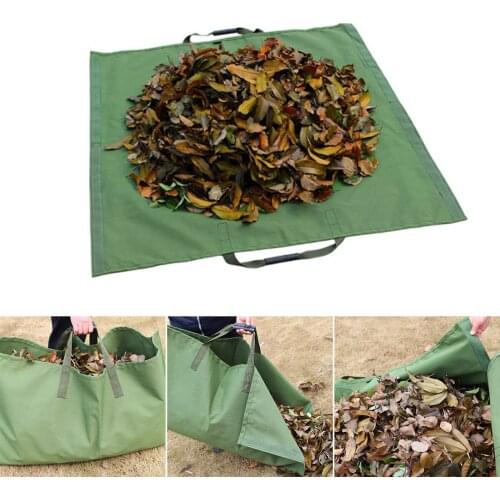 Newly 2 in 1 Leaves Storage Bag Multipurpose Heavy Duty Trash Collecting Mat Reusable Canvas Bag for Garden Courtyard Lawn