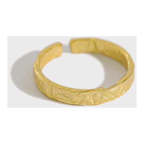 1pc 3.2MM Authentic S925 Sterling Silver FINE Jewelry White /Gold Irregular Geometric foil Band ring adjust J476