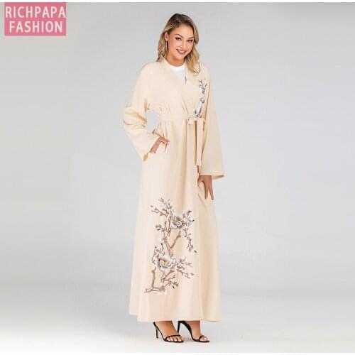 Open Abaya Turkey Kimono Cardigan Muslim Fashion Hijab Dress Caftan Islam Clothing Abayas For Women Kaftan Dubai Robe Qatar Oman