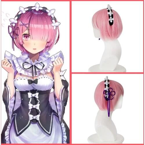 Ram Cosplay Wig Re:Zero Starting Life in Another World Headwear Cosplay Costume Head Accessories Cosplay Halloween Costumes