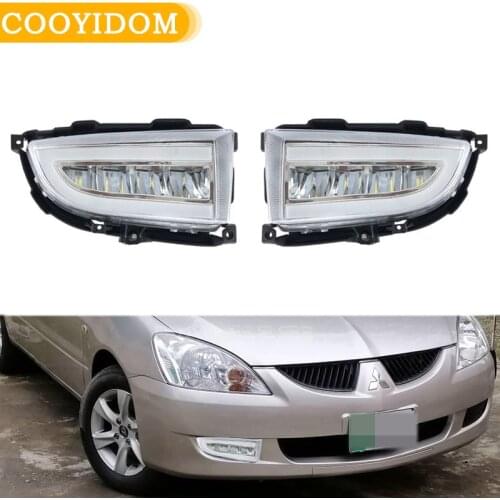 Car Front Bumper LED DRL Headlight Daytime Running Light LED Fog Lights Fog Lamp For Mitsubishi Lancer 2004 2005 2006 Fog Light