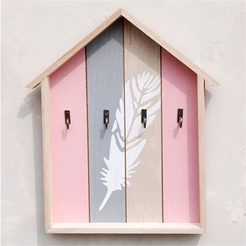 Retro Old House Shape Wall Hanging Wooden Crafts Restaurant Cafe Home Art Decoration Wall Decor Hangings Porch Key Box