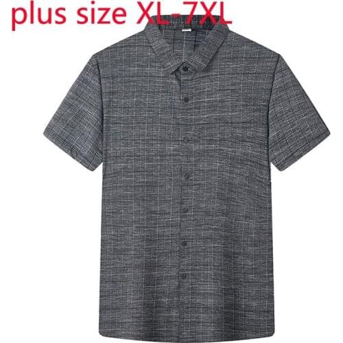 New Arrival Summer Young Men Oversize Fashion Casual Plaid Short Sleeve Casual Shirts Single Breasted Plus Size XL2XL-5XL6XL 7XL