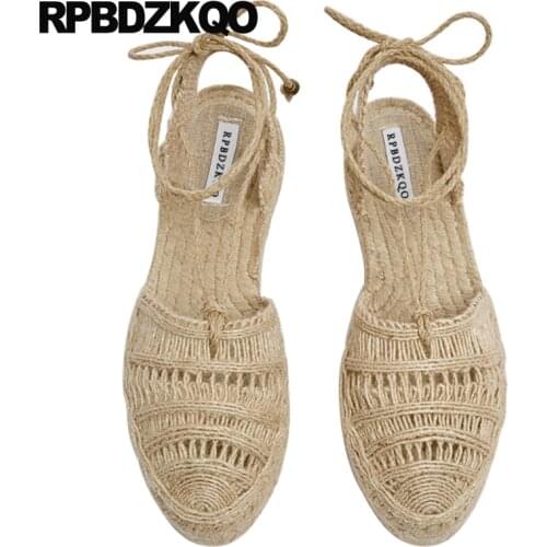 Women sandals flat summer 2019 fashion korean large size closed toe ankle strap designer shoes ladies plus rope big slingback