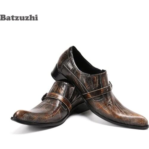 Batzuzhi Formal Leather Dress Shoes Men Personality Mens Shoes Pointed Toe Buckle Classic Leather Shoes Men Business Chaussures